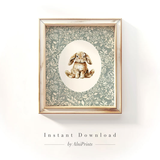 Bunny Nursery Wall Art – Soft Woodland Illustration