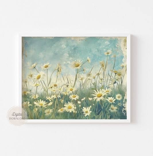 Daisy Field Wall Art – Watercolor Print