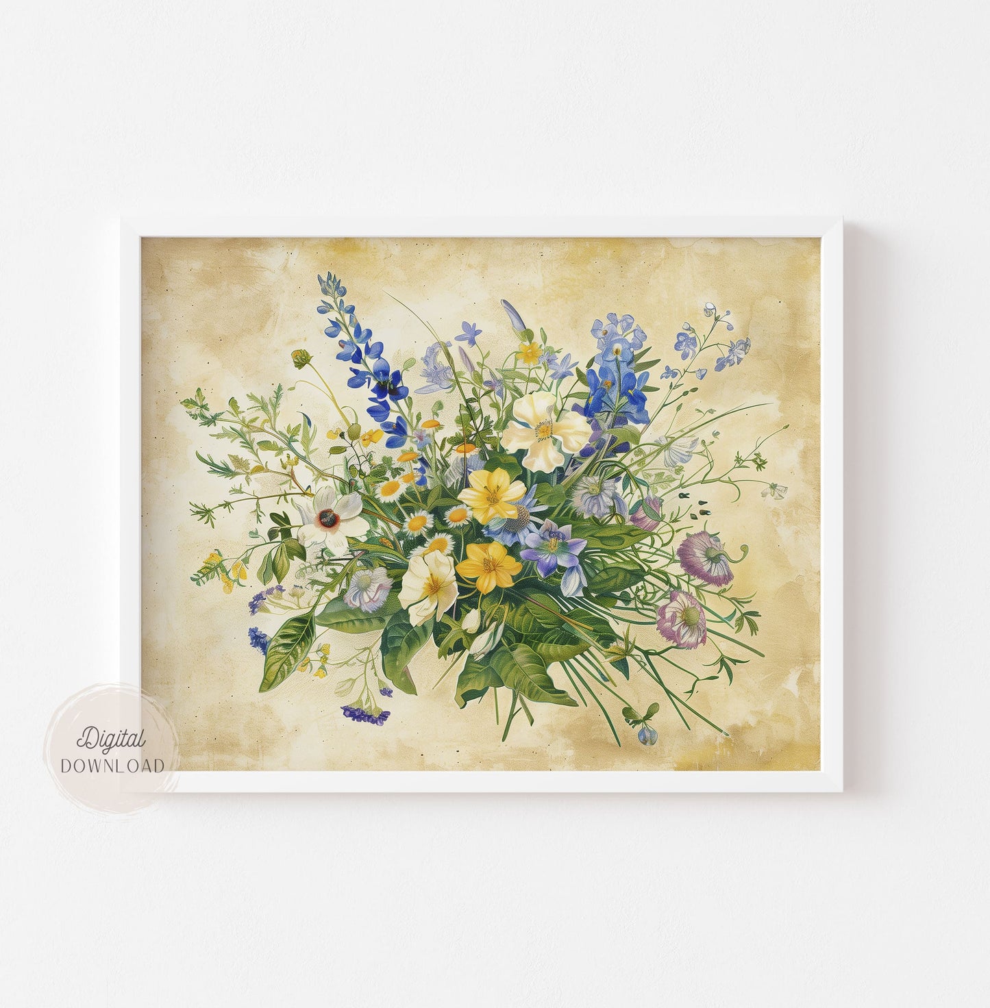 Wildflower Bouquet Wall Art – Vintage Botanical Elegance