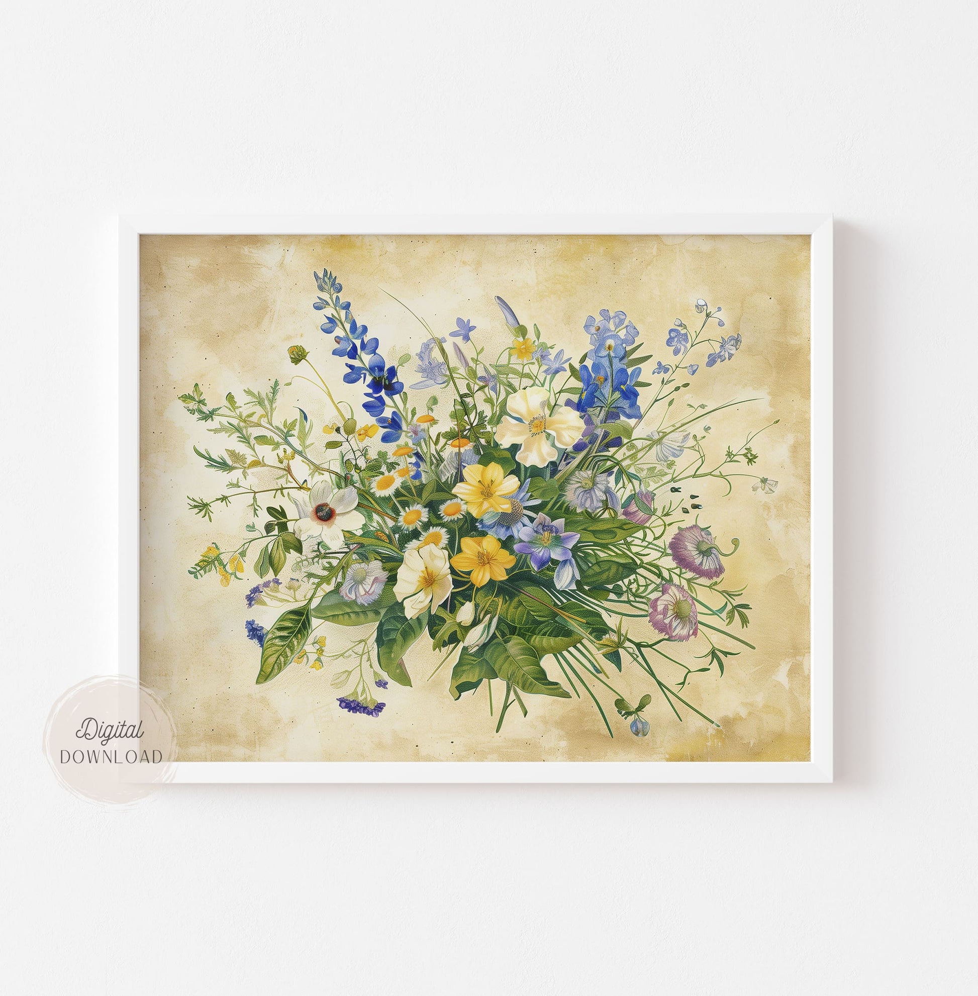 Wildflower Bouquet Wall Art – Vintage Botanical Elegance