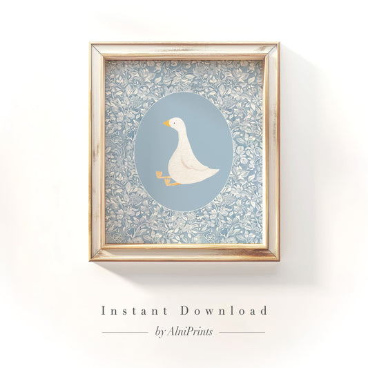 Charming Goose Wall Art – Minimalist Folk Illustration