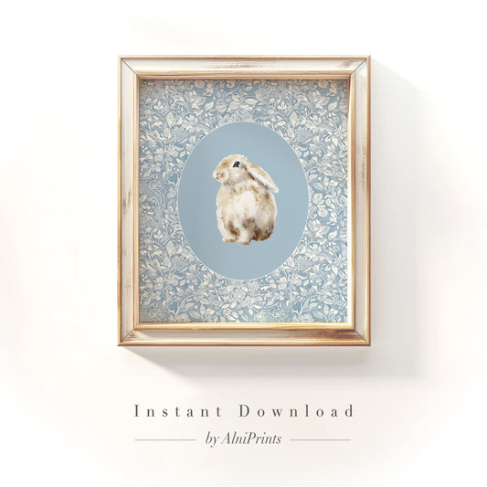 Soft Bunny Wall Art – Cozy Woodland Illustration