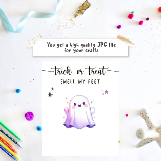Baby ghost footprint art template with stars for Halloween