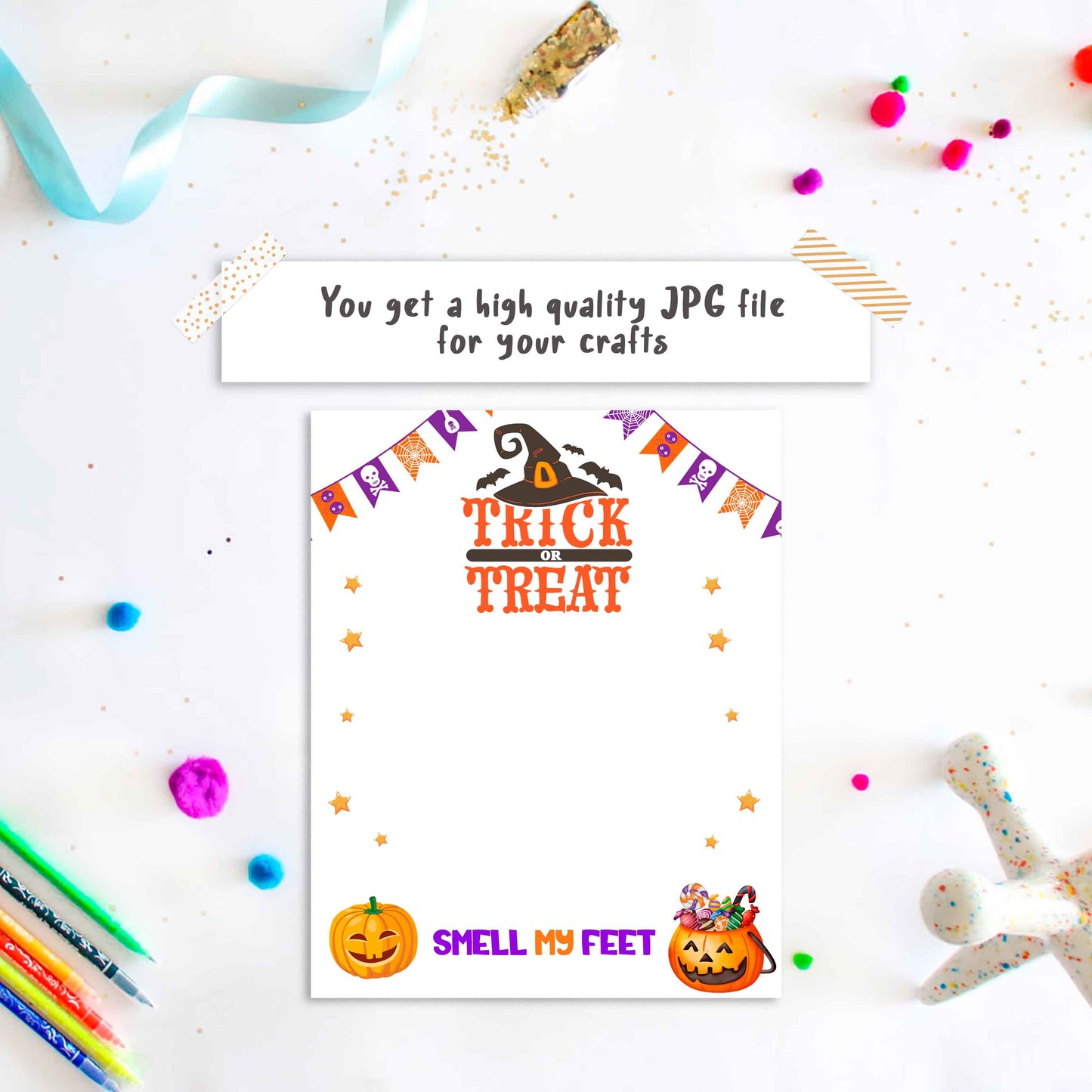 Ghost Halloween footprint art Trick or Treat download