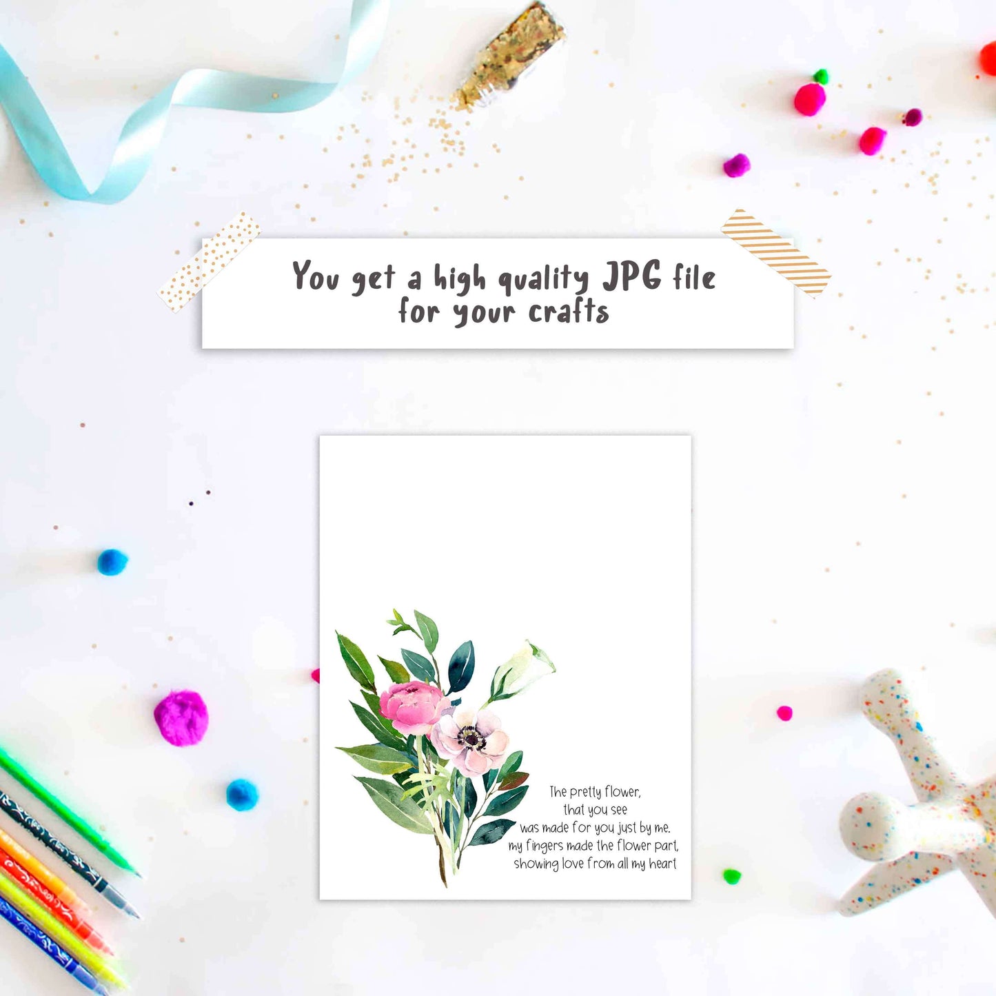 Flower Handprint crafts for mom or grandma birthday