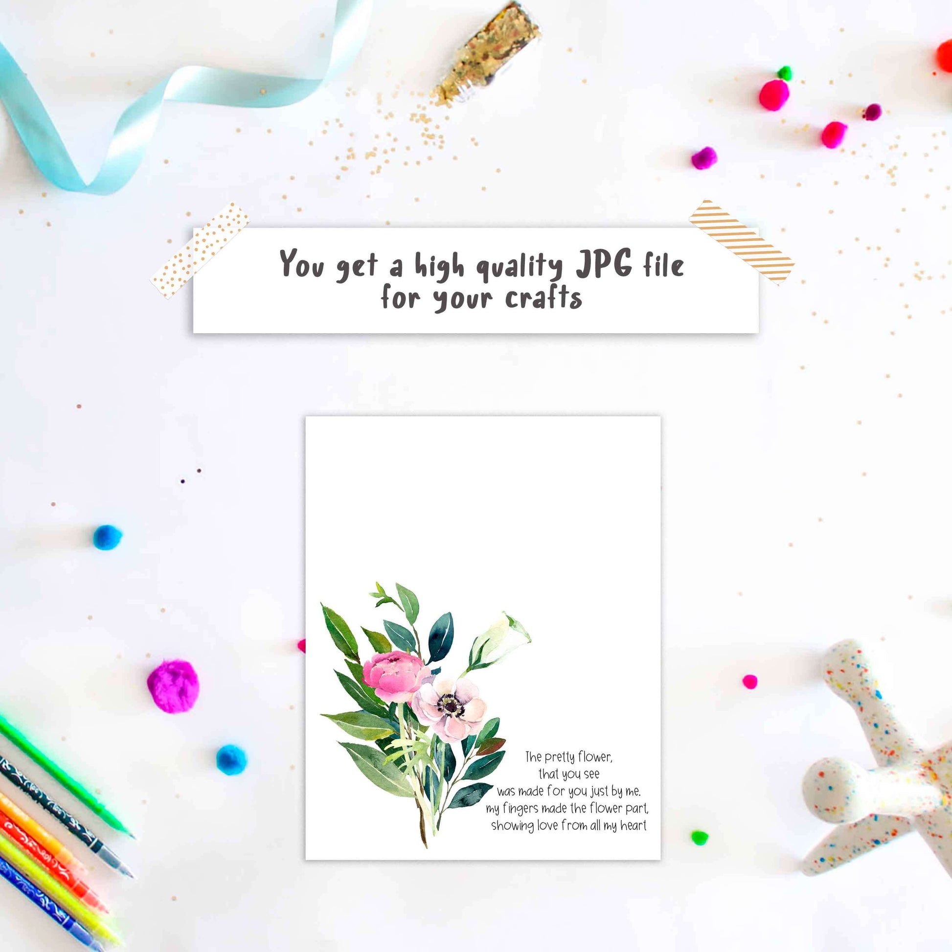 Flower Handprint crafts for mom or grandma birthday