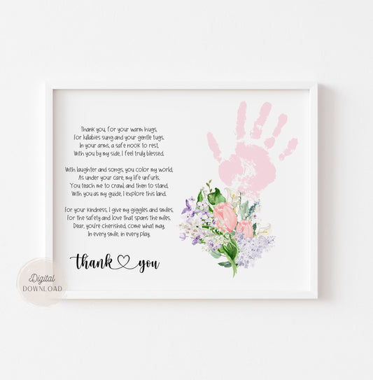 Poem gratitude for teachers with flower handprint