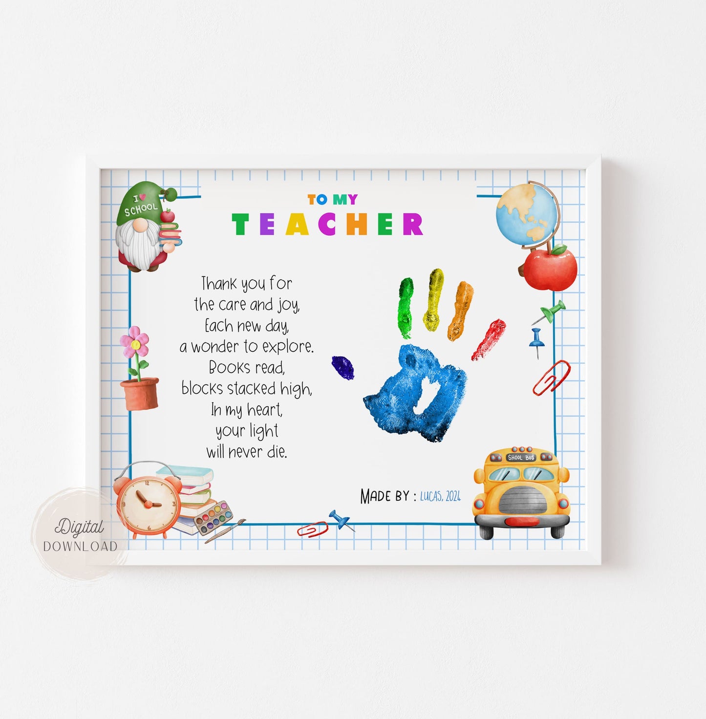 Poem gratitude for teachers - Graduation Handprint