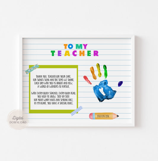 Handprint teacher appreciation - Thank from students