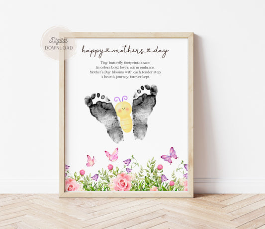 Footprint art for mother's day - Butterfly poem