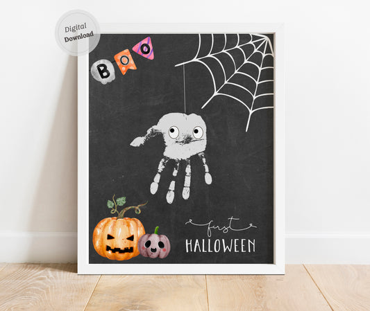 1st Halloween Spider Handprint Art