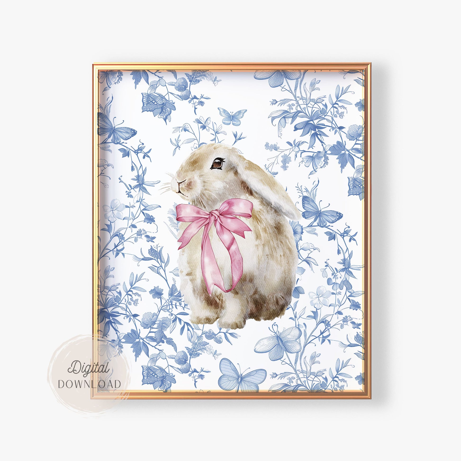 Bunny Nursery Print - Chinoiserie Vintage