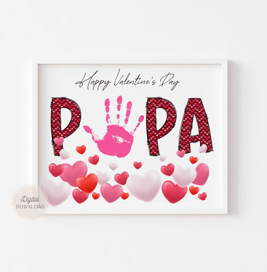 Homemade Valentines Day Card - Papa Handprint