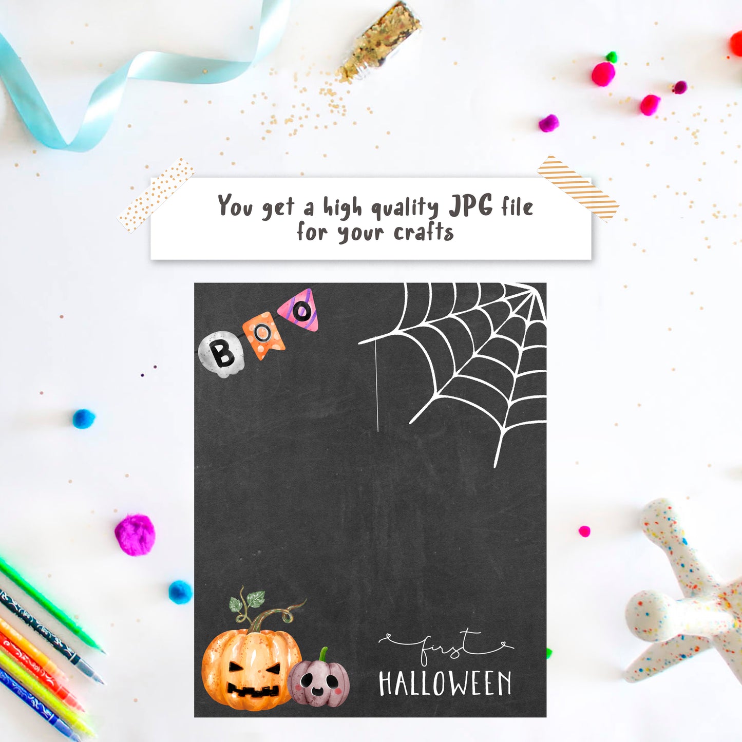 1st Halloween Spider Handprint Art