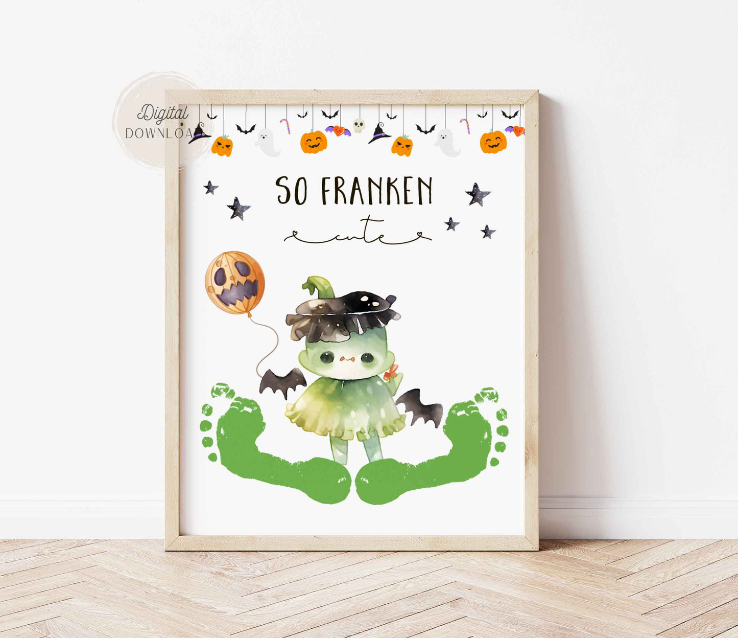 Little monster Halloween Footprint Art Frankencute