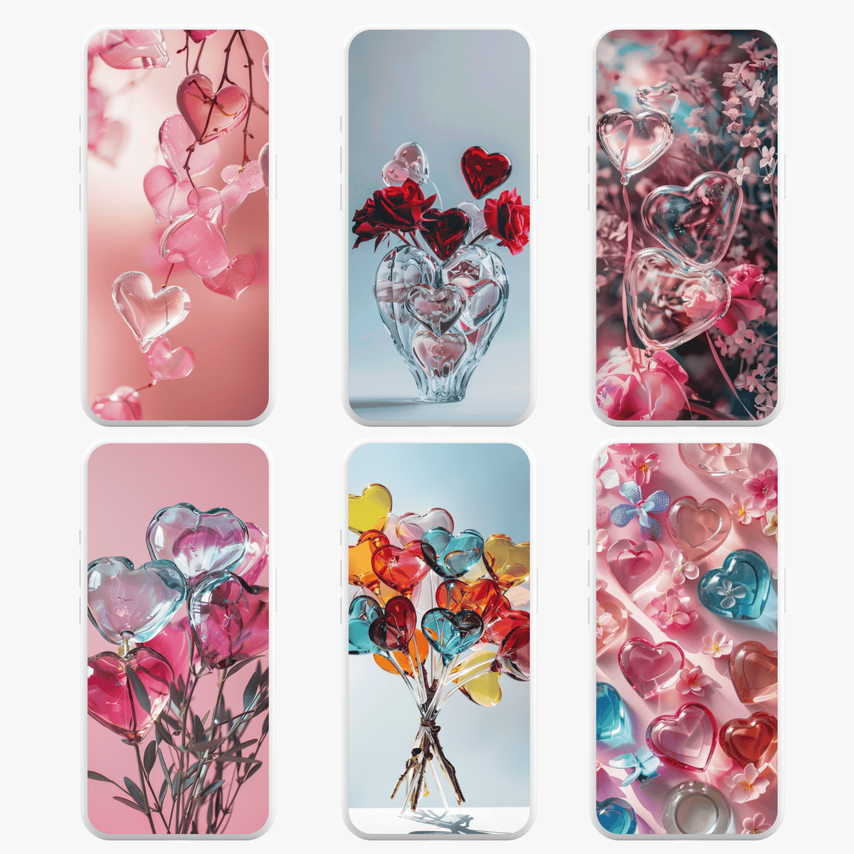 iPhone Wallpaper Collection (Set of 6) - Spring Hearts Wallpaper ...