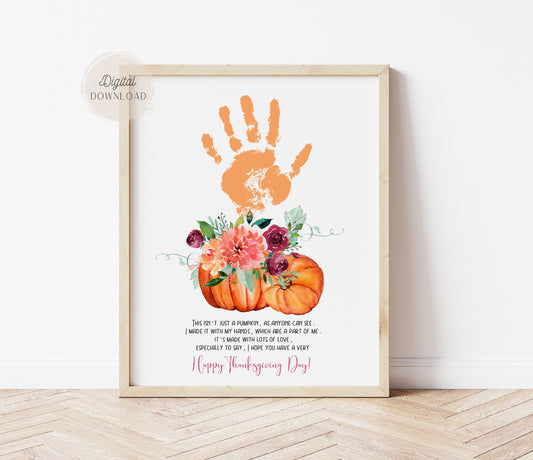 Thanksgiving Card Pumpkin poem Handprint Art crafts