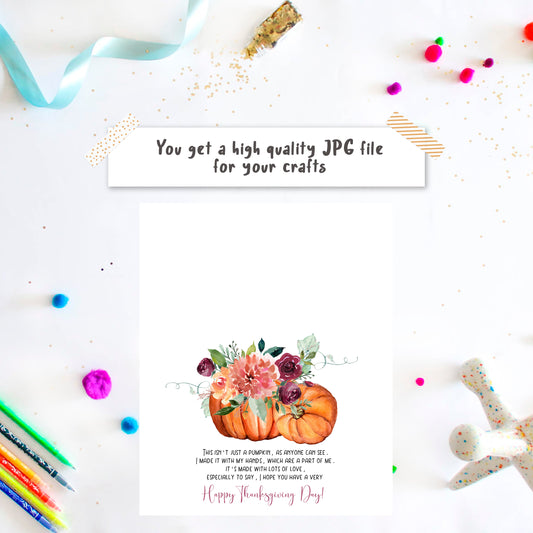 Thanksgiving Card Pumpkin poem Handprint Art crafts