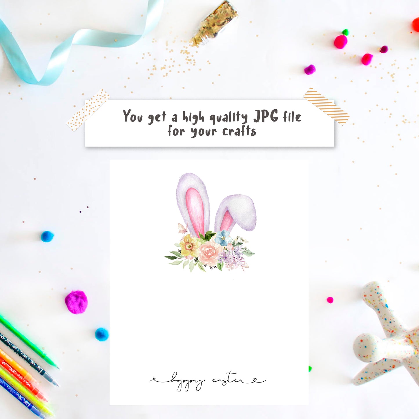 Bunny Handprint - Hoppy Easter card