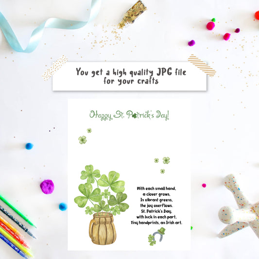 Shamrock Handprint - Happy St Patrick's day poem