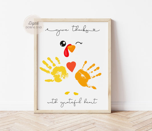 Give Thanks Turkey Handprint Art