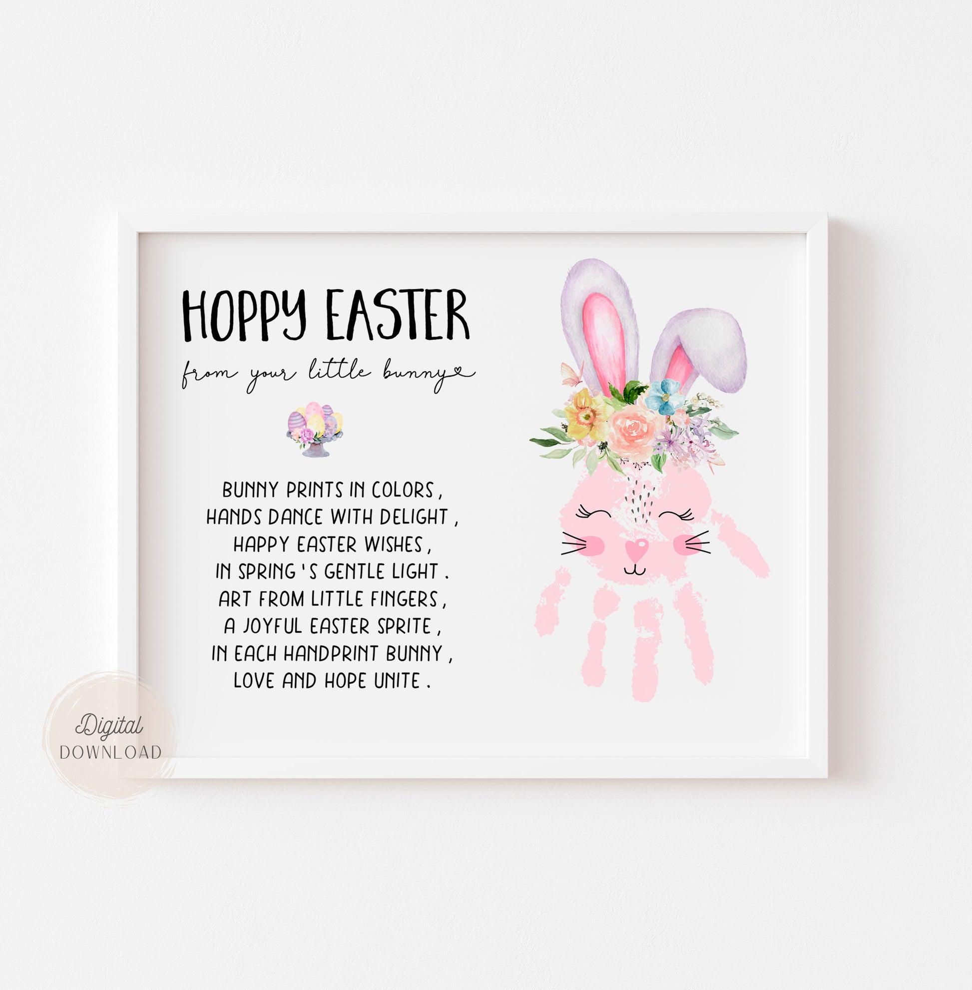 Bunny Handprint Art - Hoppy Easter card