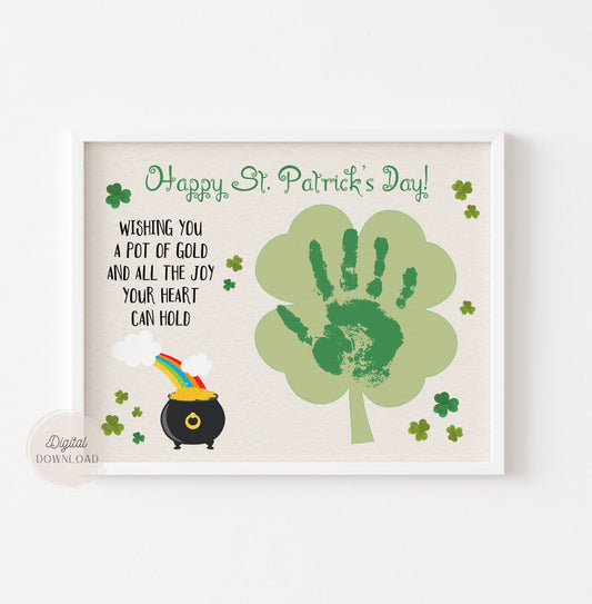 Handprint Shamrock - Happy St Patrick's day wishes