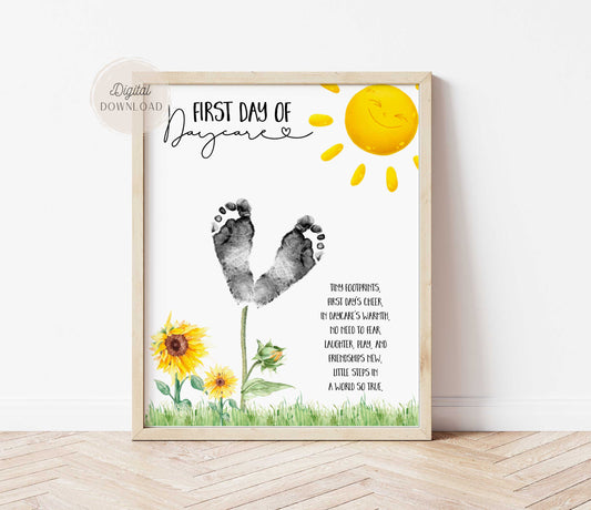 1st First Day of Daycare footprint Art template
