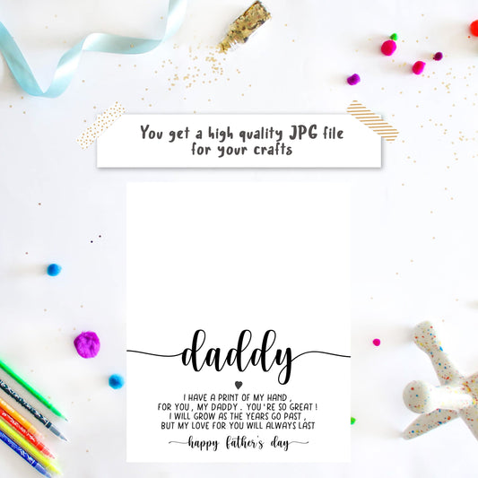 Daddy handprint art with poem for Father's Day