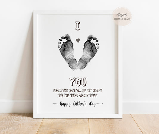 Tips of my toes Father's day footprint art - First Father's day art craft printable.