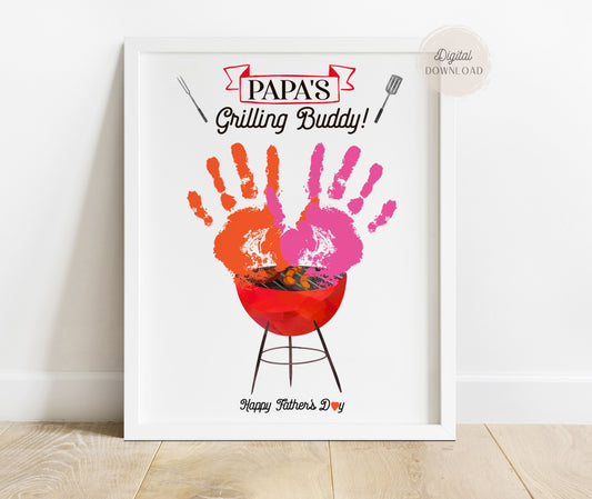 Papa's Grilling buddy - Handprint art Father's day Activities DIY Craft