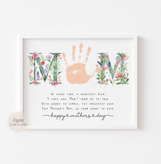 Mother's Day Handprint Poem - 'Love You Mom'
