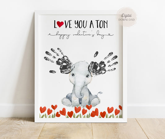 Love you a ton Valentine Handprint
