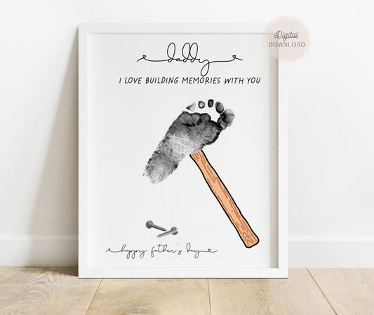 Hammer Nail footprint Father's day art craft - I love build memories with you