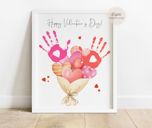 Valentines Day Bouquet Hearts Handprint