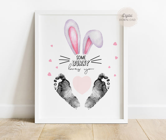 Some Bunny Loves You - Easter  Footprint Art