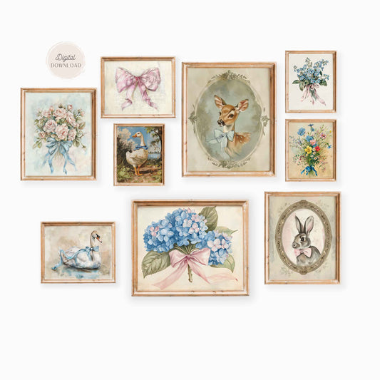 Vintage Coquette girl nursery prints 