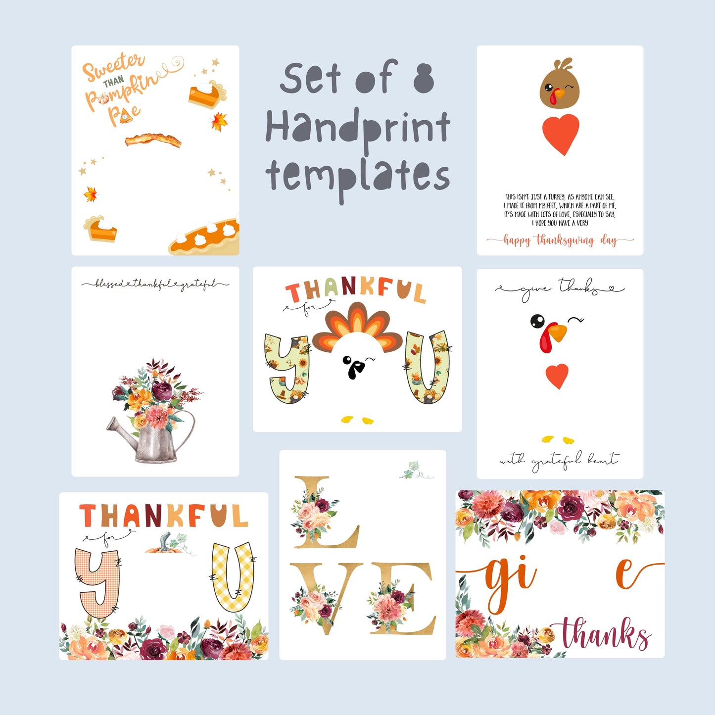 Thanksgiving Handprint Art Set – Fall Printable Crafts for Kids