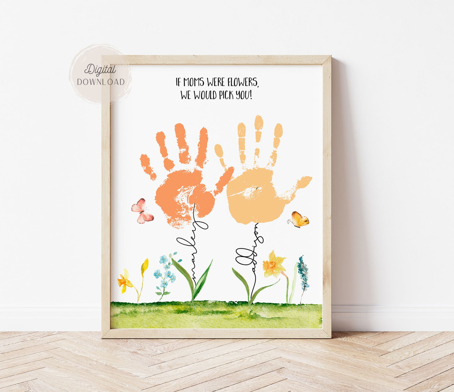 Handprint Flower Painting - Custom card on Mother's Day