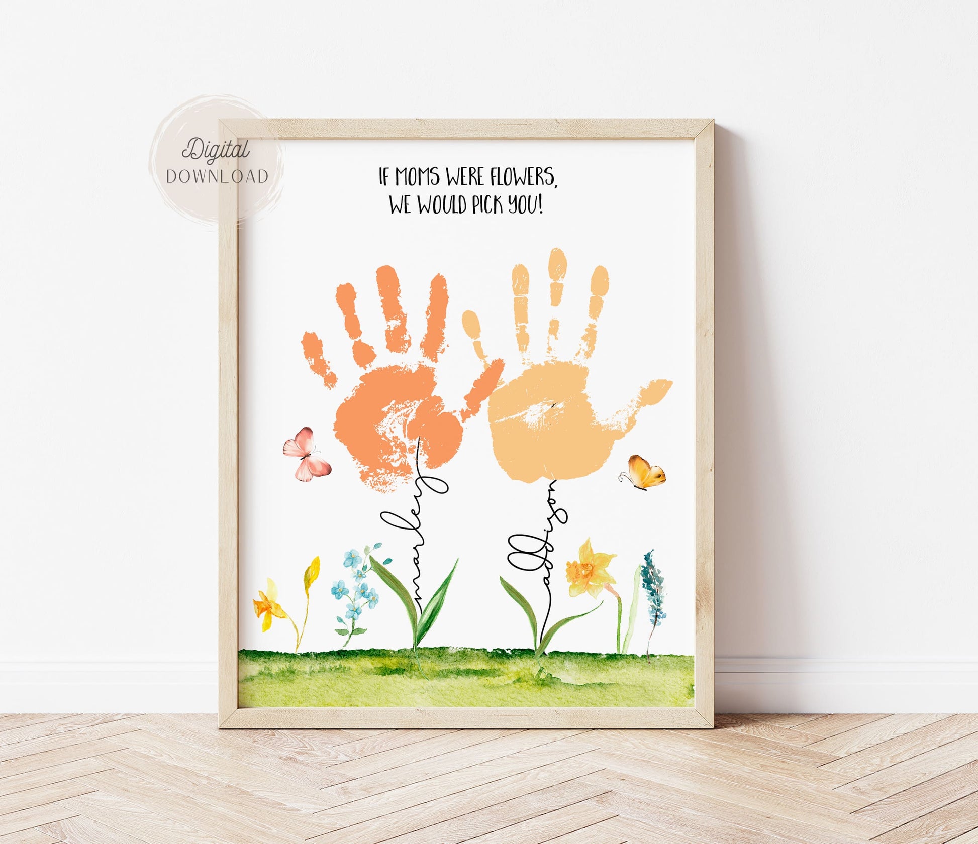 Handprint Flower Painting - Custom card on Mother's Day