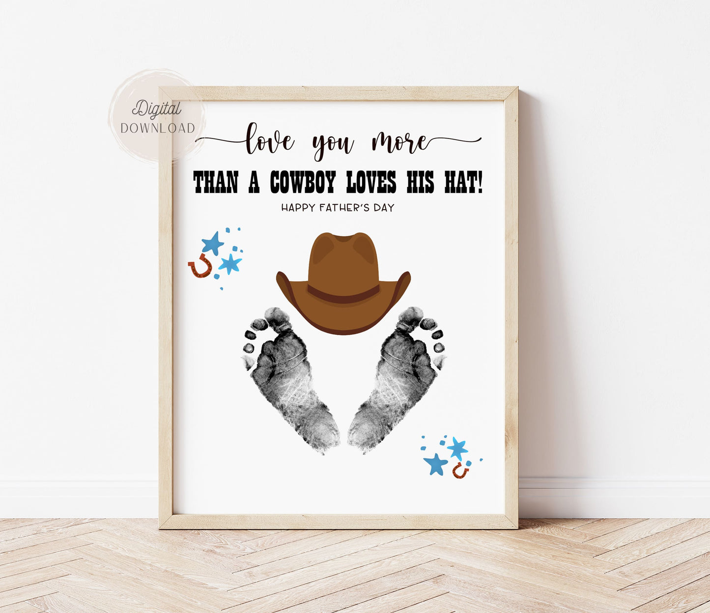 Footprint craft for Father's day - Western Daddy Grandpa Card