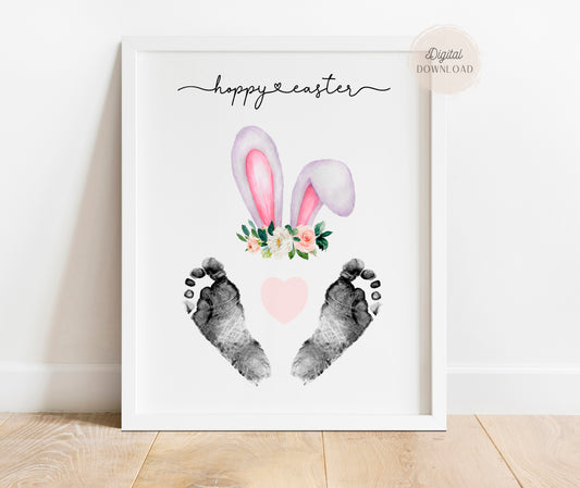 Easter Rabbit Footprints Art - Newborn Crafts