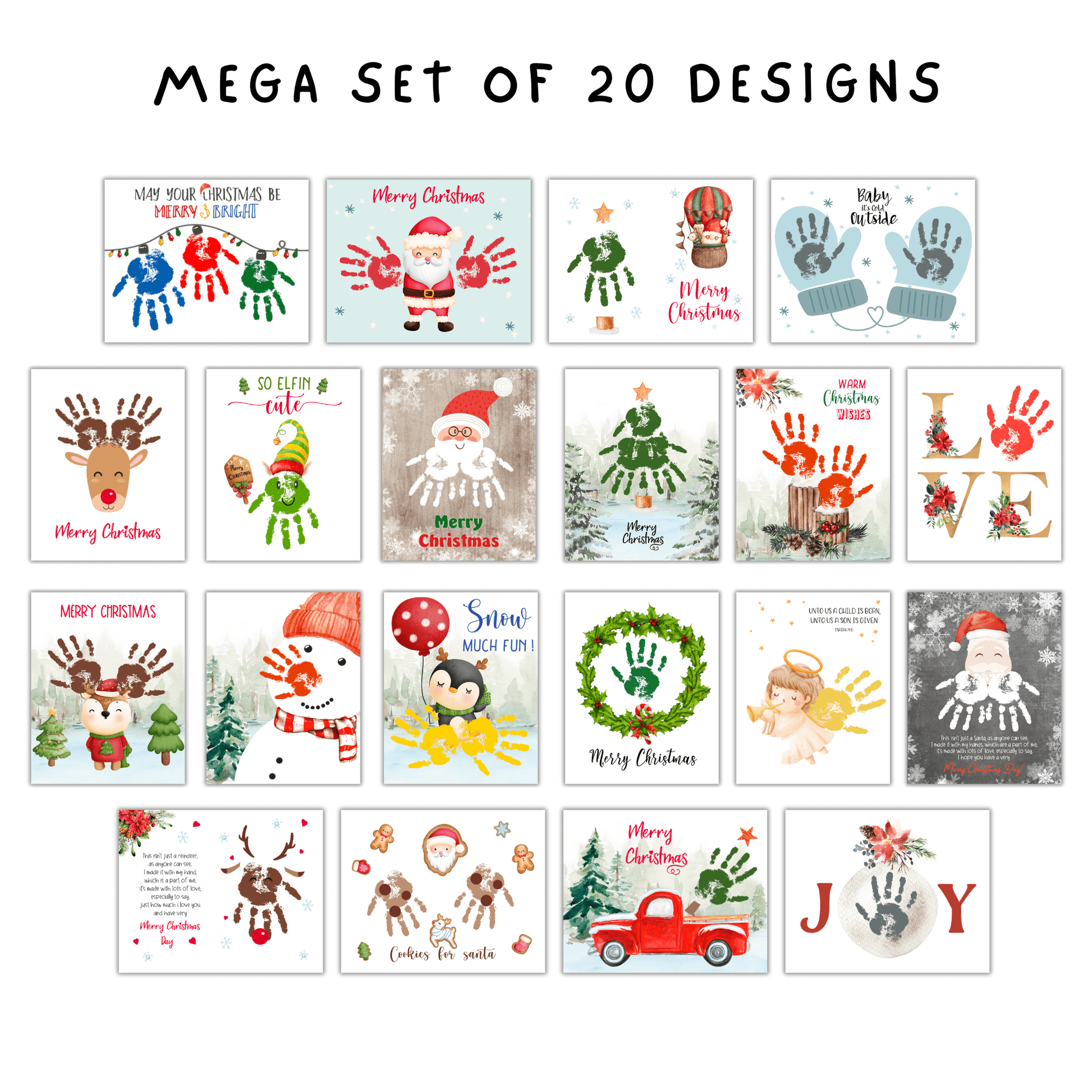 Christmas handprint crafts kit for preschoolers