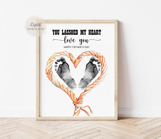 Western Daddy handprint - Father's day infant footprint art