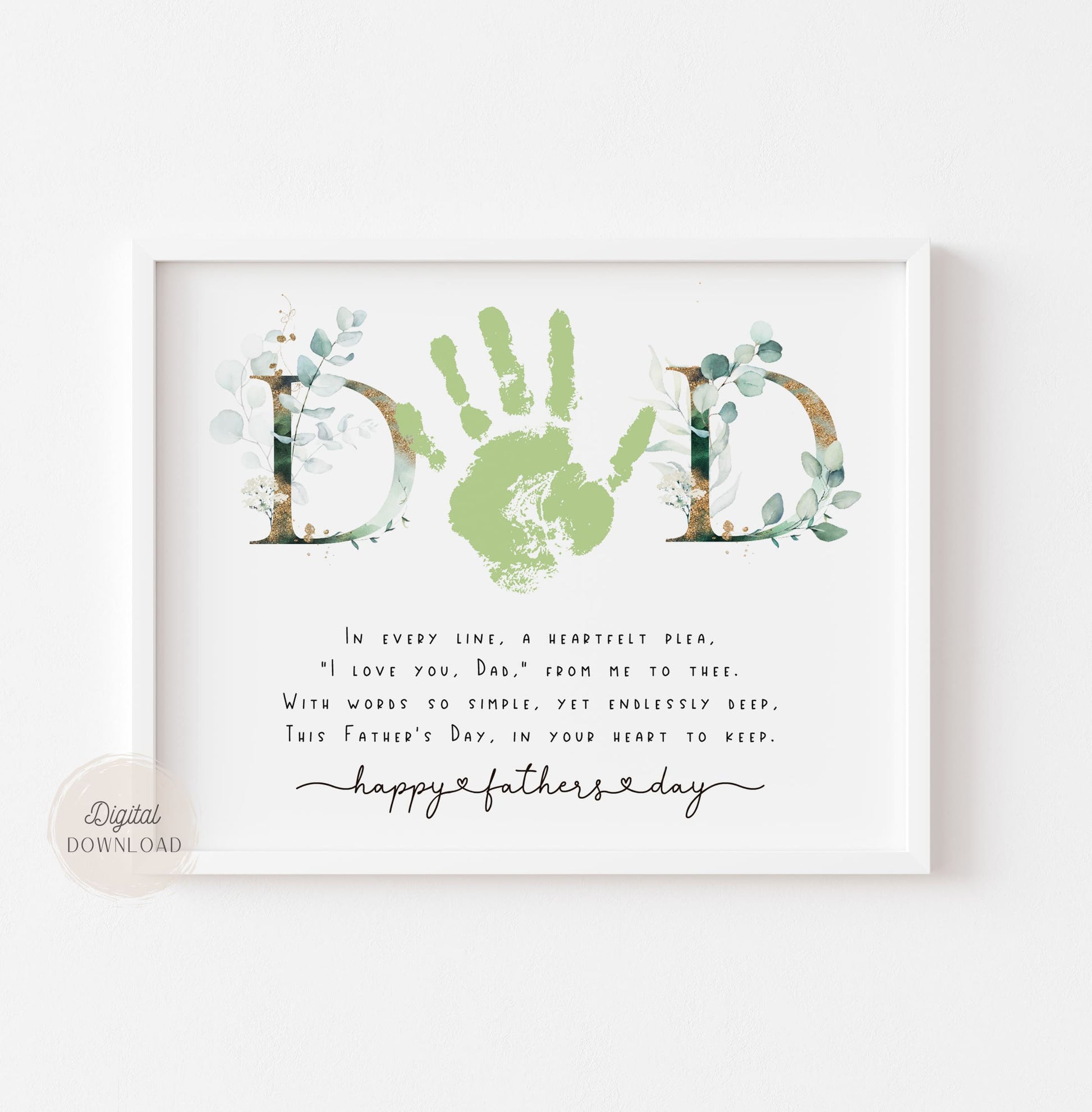 Handprint art for dad - Father's day poem printable