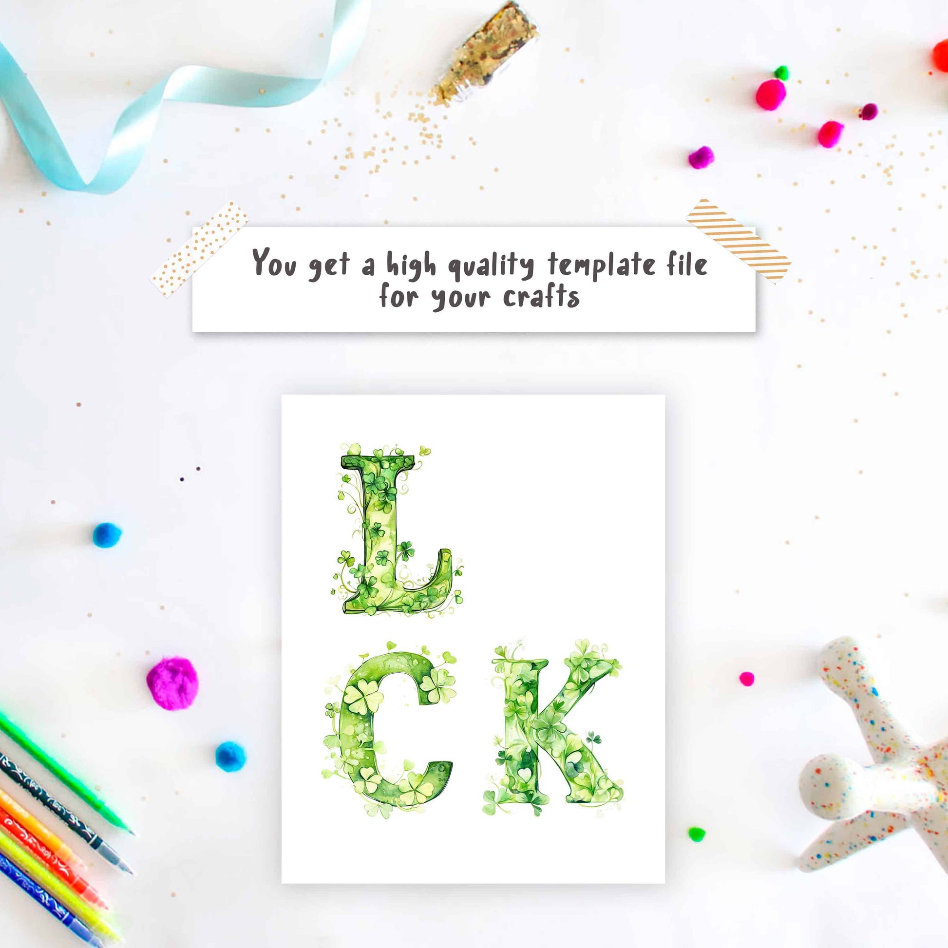 Lucky Handprint Art - St. Patrick’s Day Shamrock Printable template