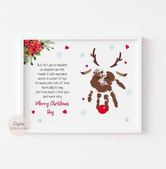 Christmas Reindeer Poem Handprint Art