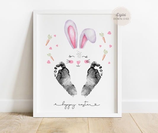 Hoppy Easter Bunny Footprint Art