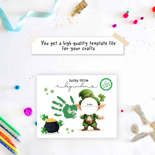 Lucky Little Leprechaun Handprint Art - St. Patrick’s Day Photo Keepsake template