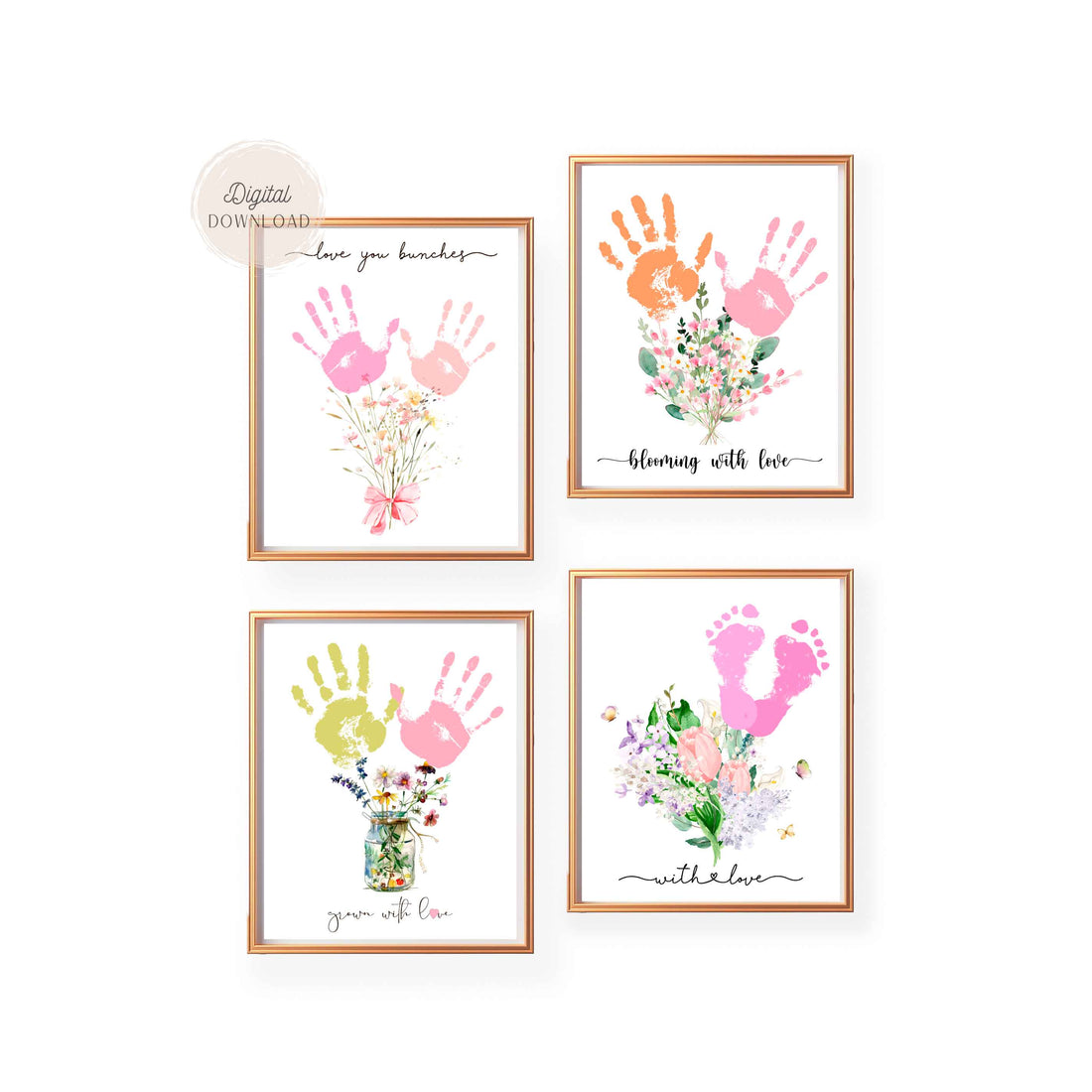 Handprint Set Handprint Flower Craft Set of 4 Printable Templates Bundle – AlniPrints